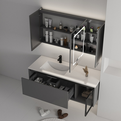 3 gabinetes de cuarto de baño de madera sólidos de las puertas con el espejo de la pantalla táctil LED