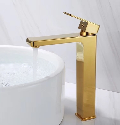 Solo golpecito pulido del lavabo de la manija del grifo sanitario de cobre amarillo de oro de las mercancías
