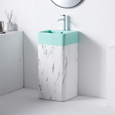 Fregadero de cerámica rectangular del cuarto de baño del pedestal del lavabo de la limpieza de uno mismo
