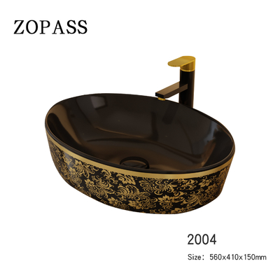 El oro electrochapa la forma redonda superior de Art Sanitary Ware Basin Table