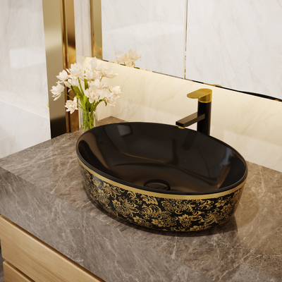 El oro electrochapa la forma redonda superior de Art Sanitary Ware Basin Table
