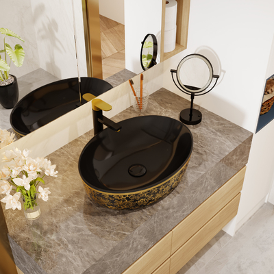 El oro electrochapa la forma redonda superior de Art Sanitary Ware Basin Table