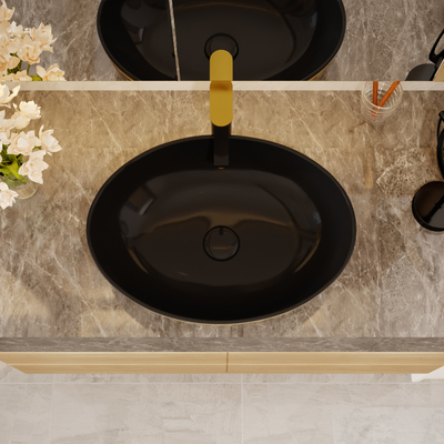 El oro electrochapa la forma redonda superior de Art Sanitary Ware Basin Table
