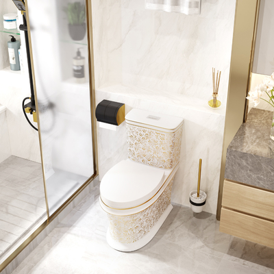 WC del cuarto de baño alrededor del color de oro de cerámica de la taza del inodoro sanitaria de las mercancías