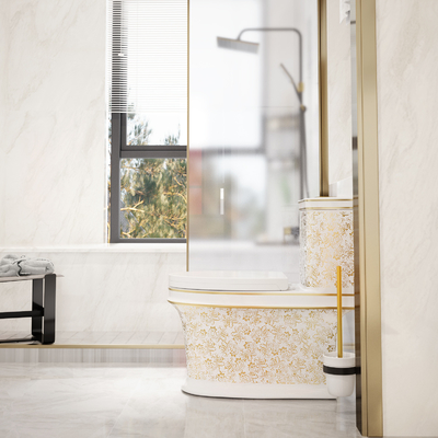WC del cuarto de baño alrededor del color de oro de cerámica de la taza del inodoro sanitaria de las mercancías