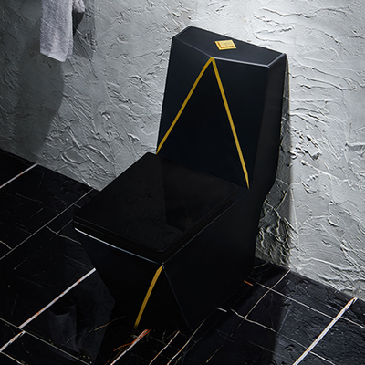 Diseño de gráfico sanitario del oro del negro del retrete de las mercancías del baldeo de una pieza