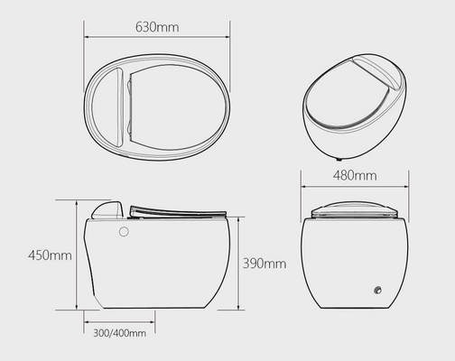 diseño sin agua de la caja del retrete de una pieza de Siphonic de la mirada del fútbol 3D