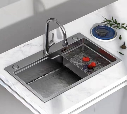 Fregadero de cocina hecho a mano del puesto de trabajo del grueso 3.5m m con la tabla de cortar