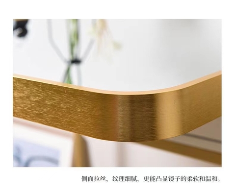 Metal enmarcado de aluminio Matt Gold Color de los espejos del cuarto de baño del rectángulo LED