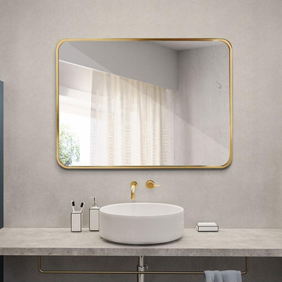 Metal enmarcado de aluminio Matt Gold Color de los espejos del cuarto de baño del rectángulo LED