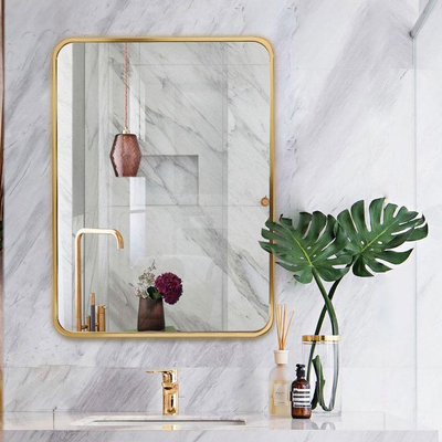 Metal enmarcado de aluminio Matt Gold Color de los espejos del cuarto de baño del rectángulo LED
