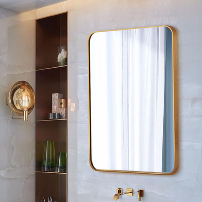 Metal enmarcado de aluminio Matt Gold Color de los espejos del cuarto de baño del rectángulo LED