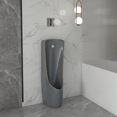 La una pieza detrás perfora el cuenco montado en la pared Grey Gold Color del orinal