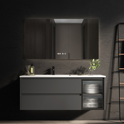 Los gabinetes de cuarto de baño de madera sólidos del espejo los 39in del LED riegan vanidad resistente