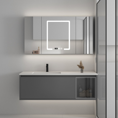 3 gabinetes de cuarto de baño de madera sólidos de las puertas con el espejo de la pantalla táctil LED