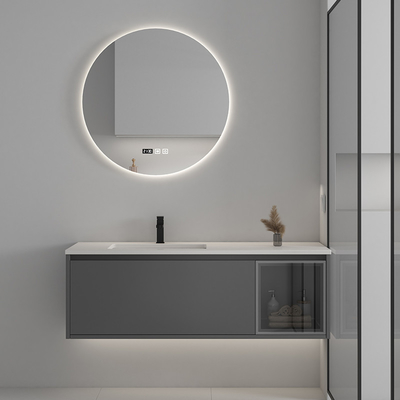 3 gabinetes de cuarto de baño de madera sólidos de las puertas con el espejo de la pantalla táctil LED