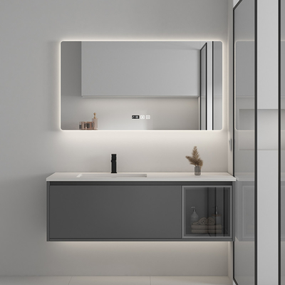 3 gabinetes de cuarto de baño de madera sólidos de las puertas con el espejo de la pantalla táctil LED