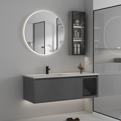 3 gabinetes de cuarto de baño de madera sólidos de las puertas con el espejo de la pantalla táctil LED