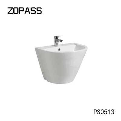 Lavabo moderno blanco de Hung Porcelain Half Pedestal Hand de la pared del fregadero del estilo europeo