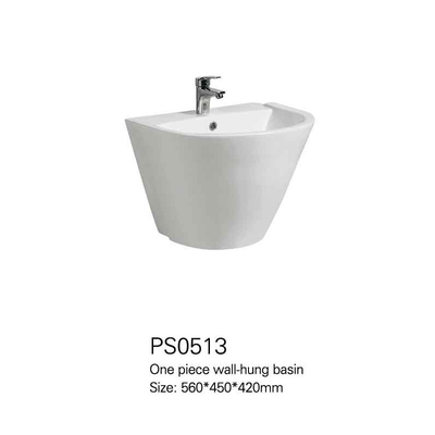 Lavabo moderno blanco de Hung Porcelain Half Pedestal Hand de la pared del fregadero del estilo europeo