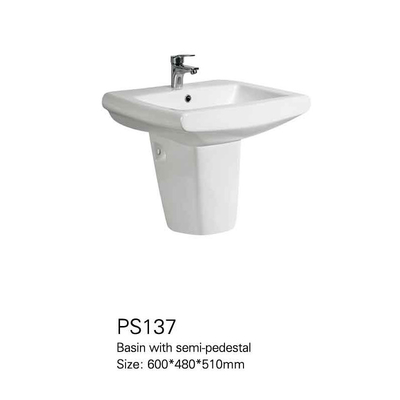 Lavabo directo de Hung Basins Ceramic Semi Pedestal de la pared del lavado a mano de la fábrica para el cuarto de baño