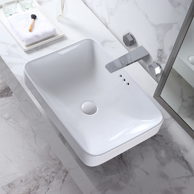 El cuarto de baño del lavabo de la sobremesa hunde la mano de cerámica Art Wash Basin rectangular de la encimera del blanco del color