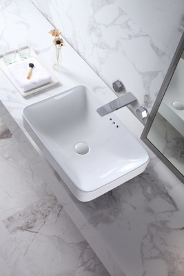 El cuarto de baño del lavabo de la sobremesa hunde la mano de cerámica Art Wash Basin rectangular de la encimera del blanco del color