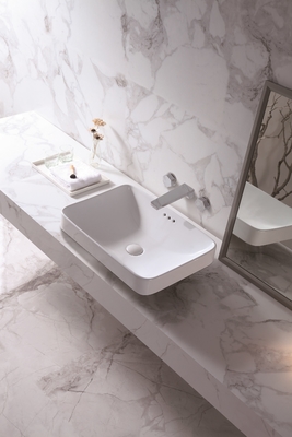 El cuarto de baño del lavabo de la sobremesa hunde la mano de cerámica Art Wash Basin rectangular de la encimera del blanco del color