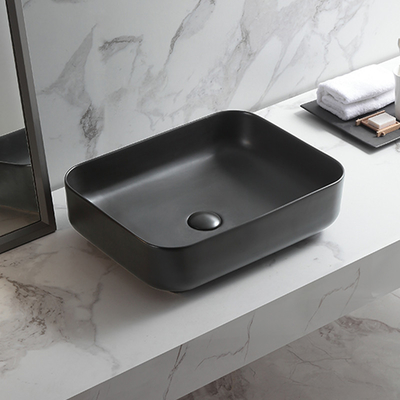 Lavabo de lavado de cerámica de las mercancías de la encimera sanitaria rectangular del lavabo