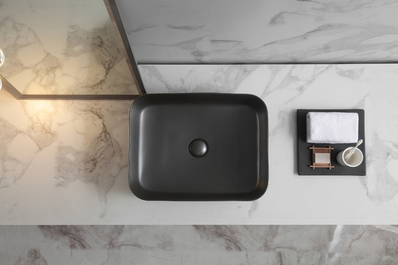 Lavabo de lavado de cerámica de las mercancías de la encimera sanitaria rectangular del lavabo