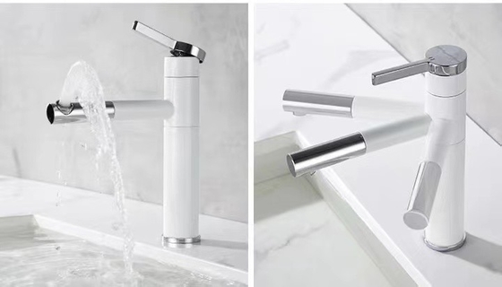Golpecitos de mezclador de cobre amarillo plateados de plata blancos del lavabo del grifo flexible de la cocina