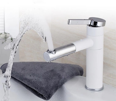 Golpecitos de mezclador de cobre amarillo plateados de plata blancos del lavabo del grifo flexible de la cocina