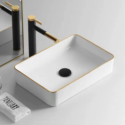 Grifo del lavabo del negro de la cascada con el mezclador caliente y frío de oro de la manija
