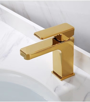 Solo golpecito pulido del lavabo de la manija del grifo sanitario de cobre amarillo de oro de las mercancías