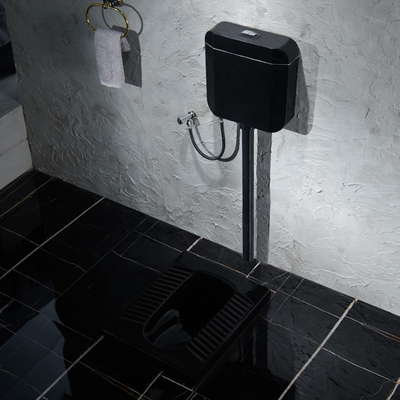 WC sanitario del baldeo de las mercancías del retrete agazapado de cerámica superficial negro de Satined