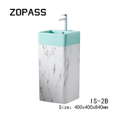 Fregadero de cerámica rectangular del cuarto de baño del pedestal del lavabo de la limpieza de uno mismo