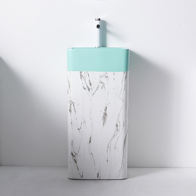 Fregadero de cerámica rectangular del cuarto de baño del pedestal del lavabo de la limpieza de uno mismo