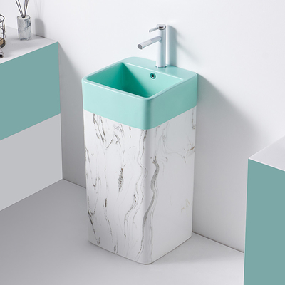 Fregadero de cerámica rectangular del cuarto de baño del pedestal del lavabo de la limpieza de uno mismo