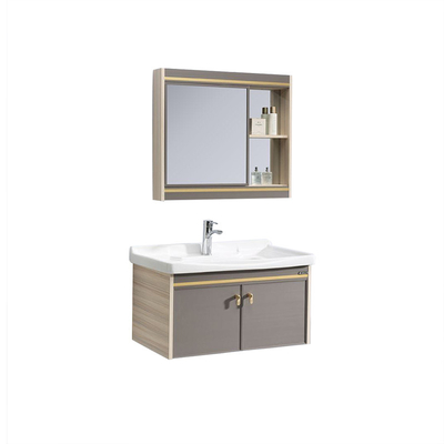 Los gabinetes de cuarto de baño de madera sólidos de Gray Blue los 80cm suelan - vanidad montada