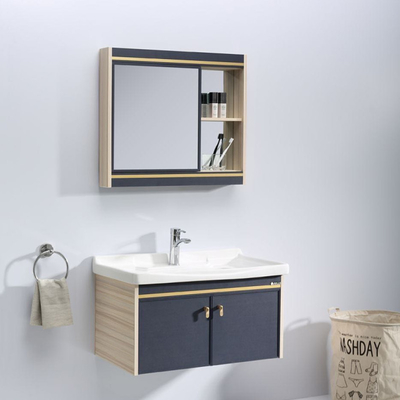 Los gabinetes de cuarto de baño de madera sólidos de Gray Blue los 80cm suelan - vanidad montada