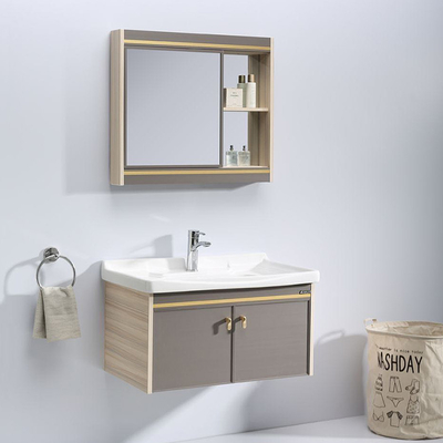 Los gabinetes de cuarto de baño de madera sólidos de Gray Blue los 80cm suelan - vanidad montada