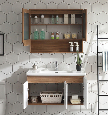 Gabinete de cuarto de baño de madera sólido de la corrosión anti con el lavabo del espejo