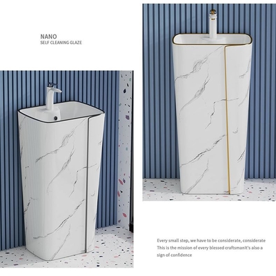 Línea de cerámica cilíndrica del oro de Art Basin Marble Design With del solo agujero