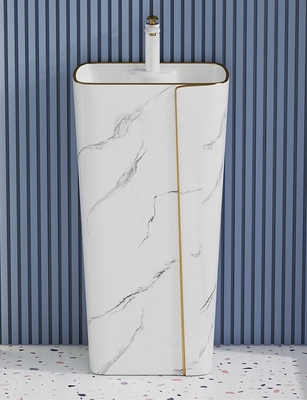 Línea de cerámica cilíndrica del oro de Art Basin Marble Design With del solo agujero