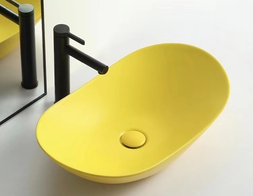 El estilo moderno sobre ronda contraria del lavabo forma a Matte Yellow Color