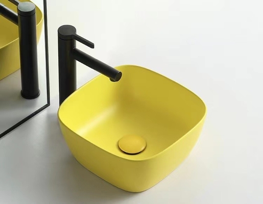 El estilo moderno sobre ronda contraria del lavabo forma a Matte Yellow Color