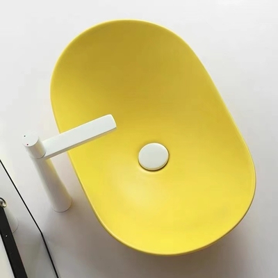 El estilo moderno sobre ronda contraria del lavabo forma a Matte Yellow Color