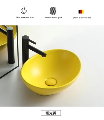 El estilo moderno sobre ronda contraria del lavabo forma a Matte Yellow Color