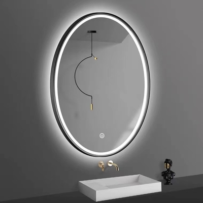Espejo de vanidad montado en la pared de cristal de la forma oval con la pantalla que despeja la niebla