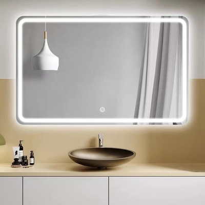 Espejo de baño sin marco rectangular personalizado Pared LED retroiluminada inteligente